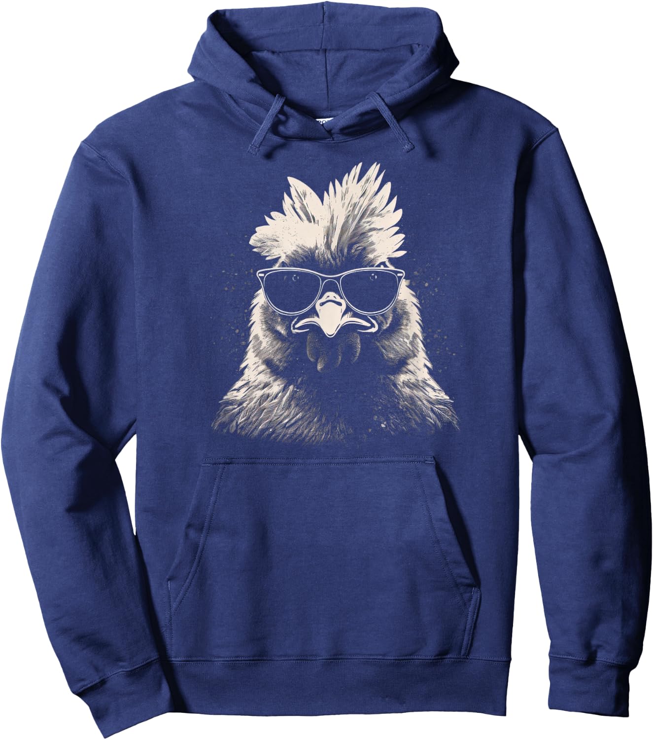 Cool Chicken With Sunglasses Sketch Punk Stencil Rooster Hoodie - Hoodie | Navy