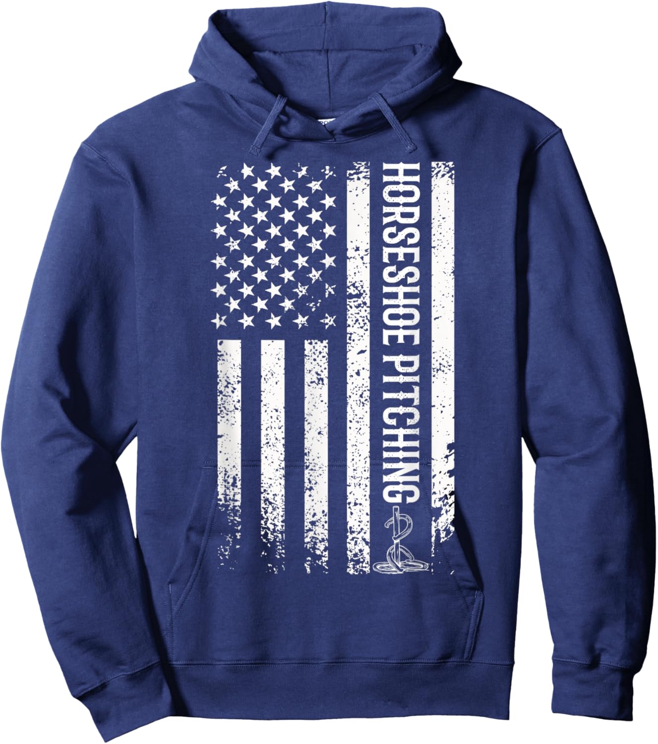 Horseshoe pitching usa flag horseshoe throwing patriotic Hoodie - Hoodie | Navy