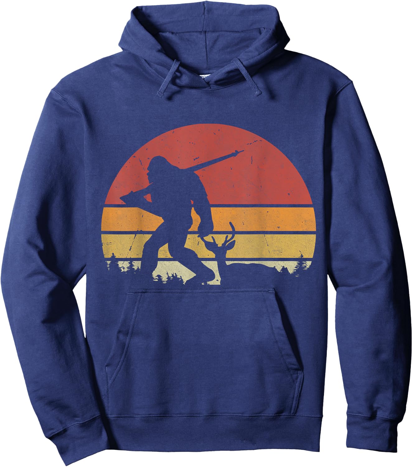 Funny Retro Bigfoot Hunting Sasquatch Funny Bigfoot Hunting Hoodie - Hoodie | Navy