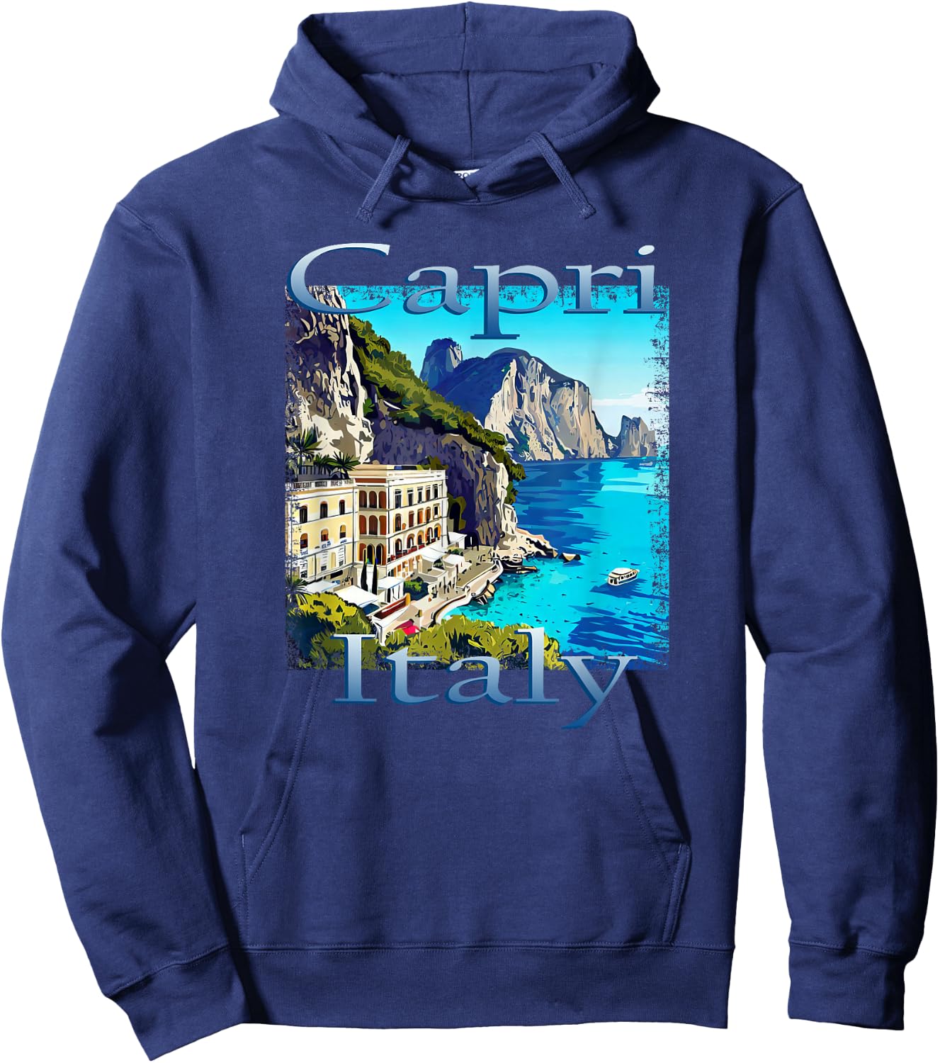Capri Italy Grunge Style Design Hoodie - Hoodie | Navy