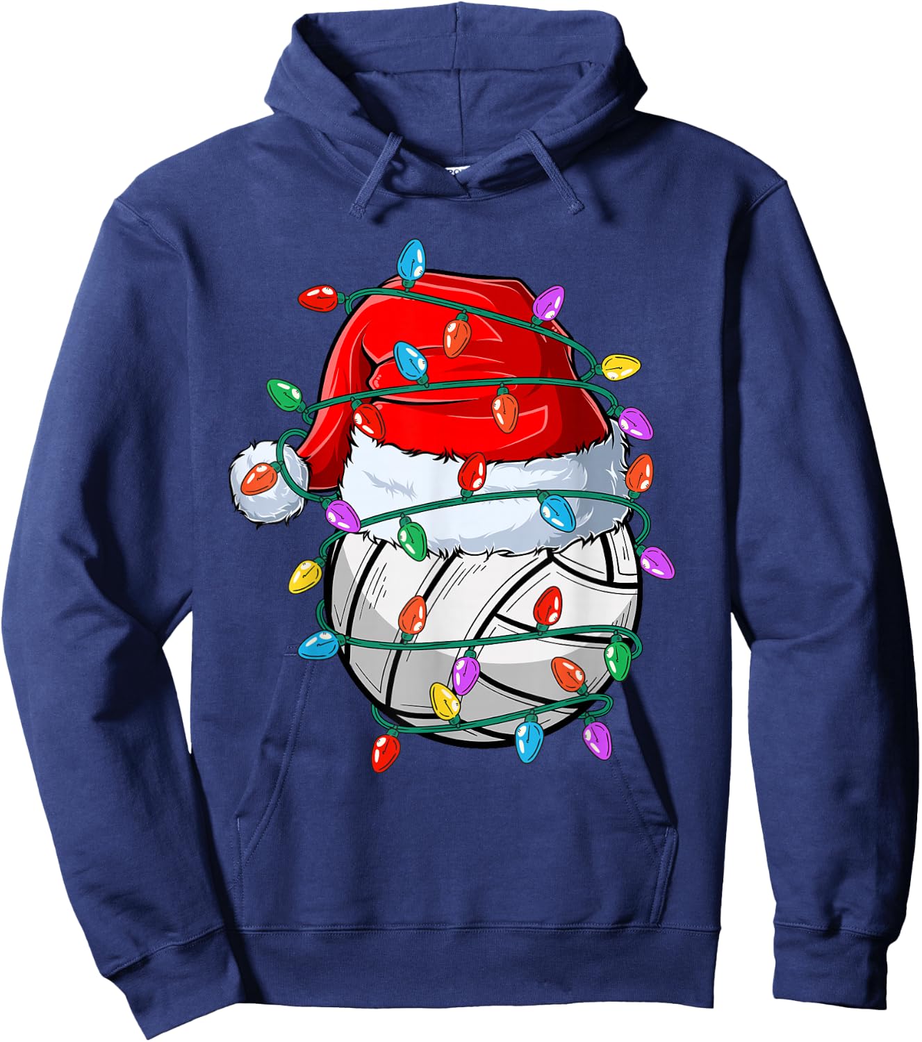 Christmas Volleyball Xmas Santa Sports Hat Ball Kids Boy Men Hoodie - Hoodie | Navy