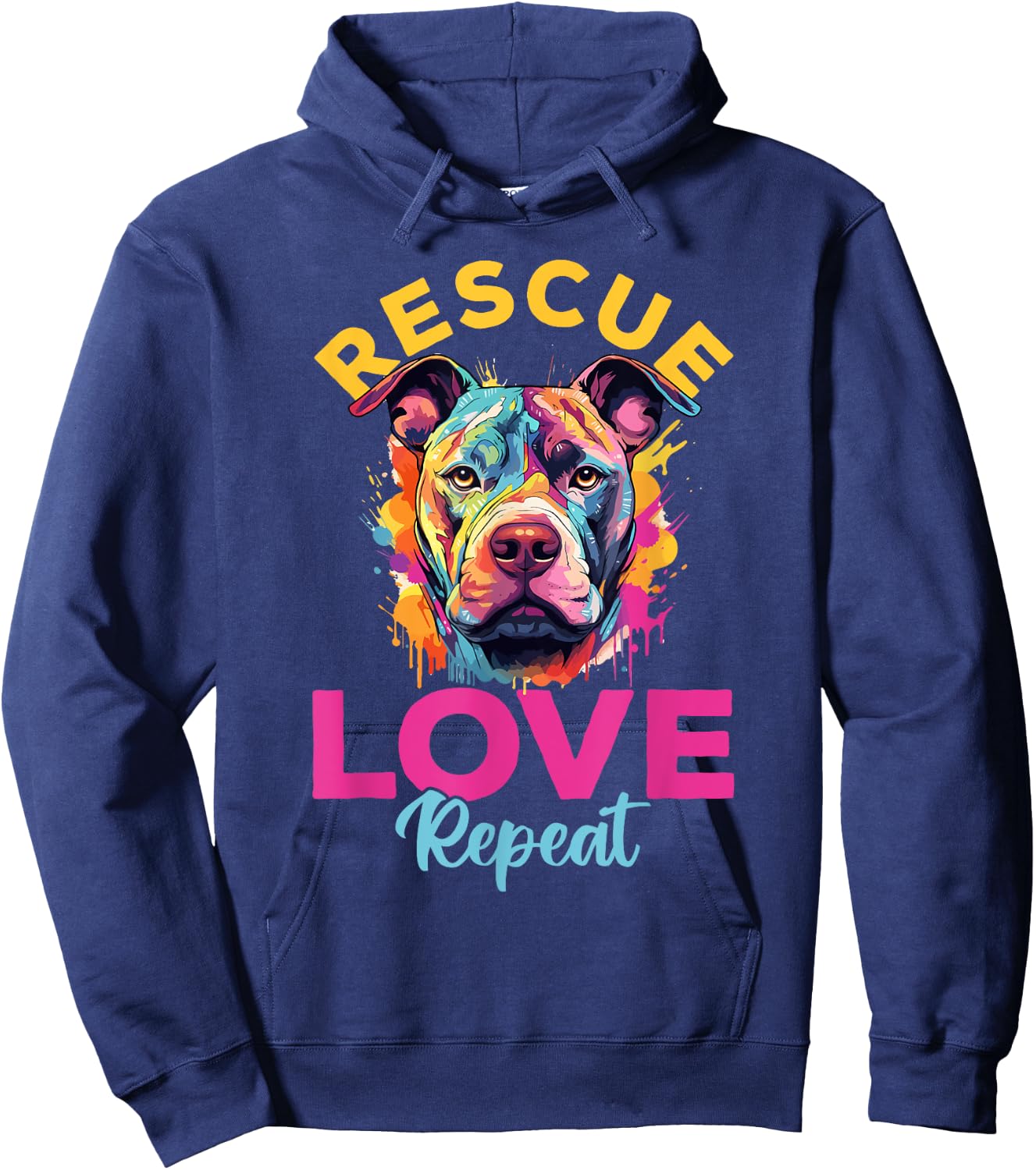 Pitbull Pittie - Rescue Love Repeat Hoodie - Hoodie | Navy