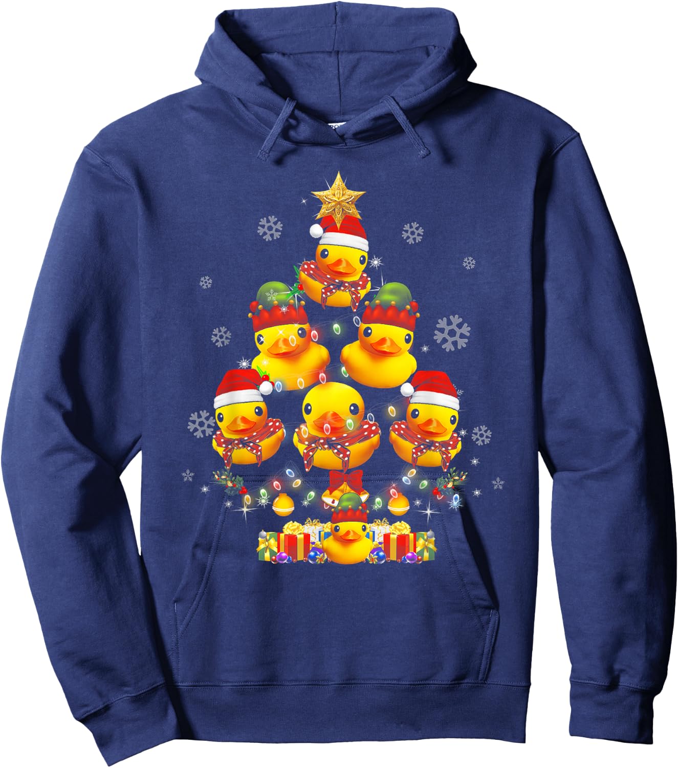 Rubber Duck Christmas Tree Xmas Light Surrounded Ducky Hoodie - Hoodie | Navy