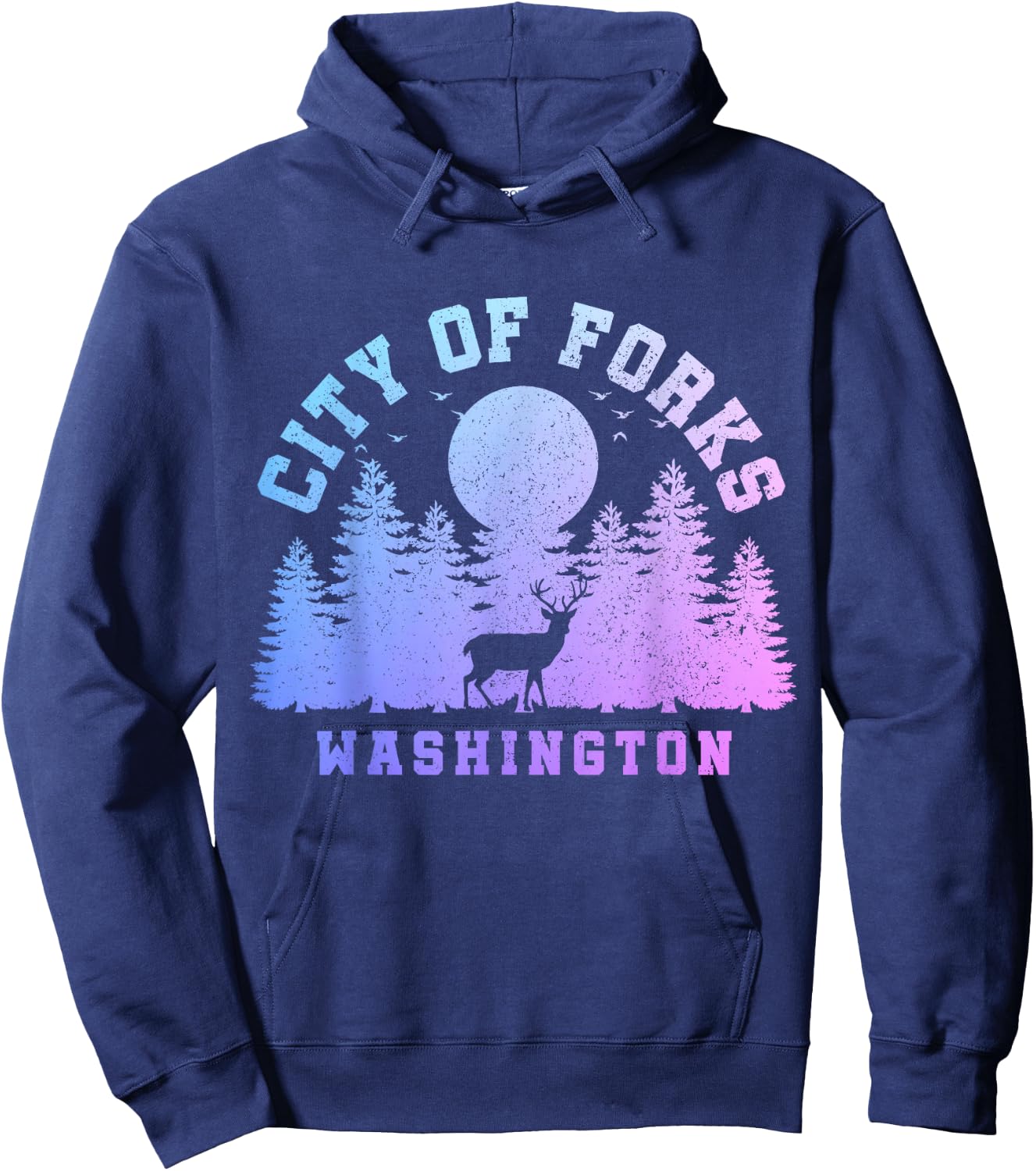 City Of Forks Washington Deer Nature Hiking Camping Pride Hoodie - Hoodie | Navy
