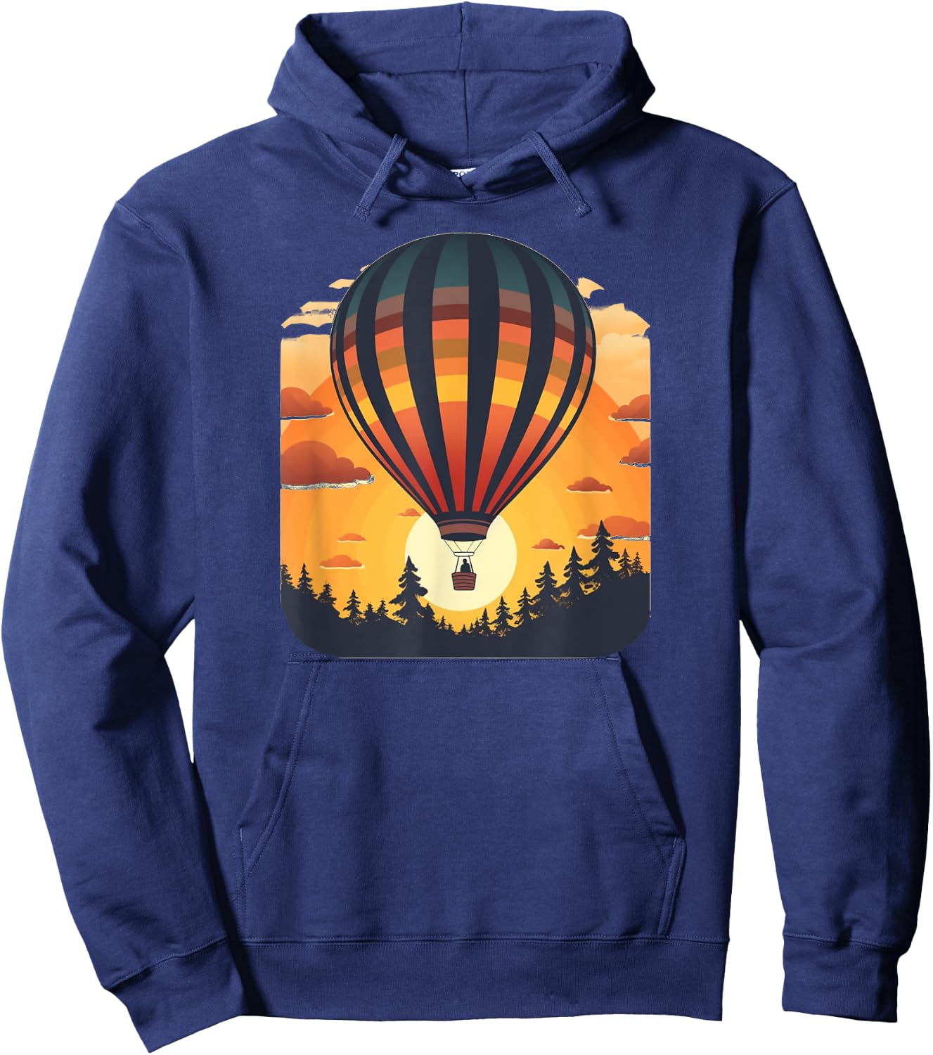 Wilderness Adventures with Sunset and hot Air Balloon Hoodie - Hoodie | Navy