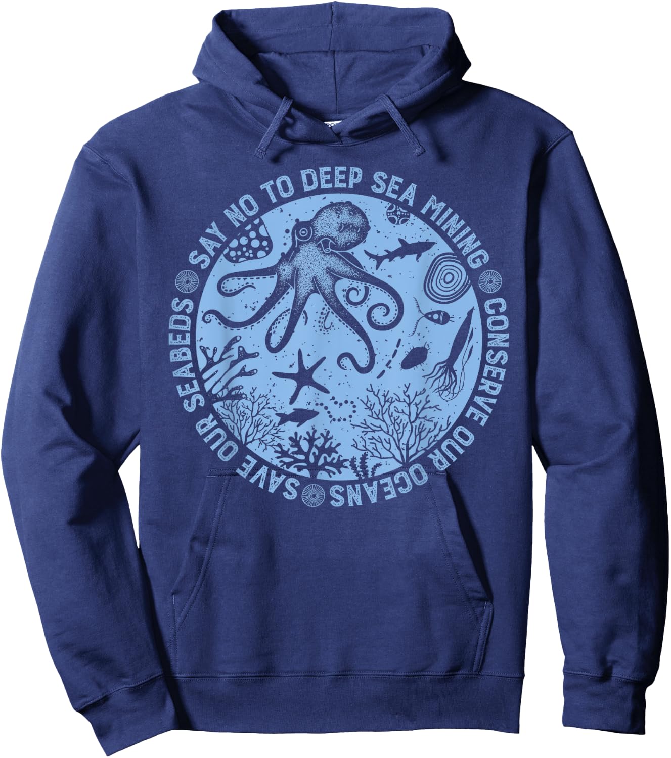 Deep-sea mining save our oceans seabed conservation, octopus Hoodie - Hoodie | Navy