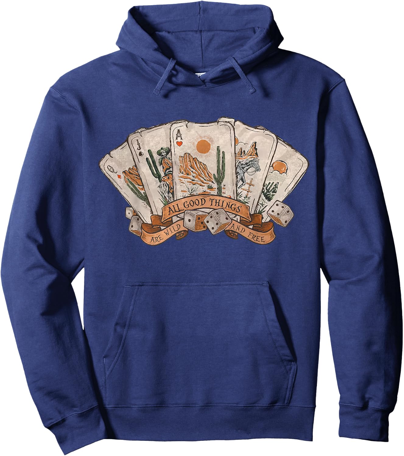 All Good Thing Are Wild And Free Poker Card Western Country Hoodie - Hoodie | Navy