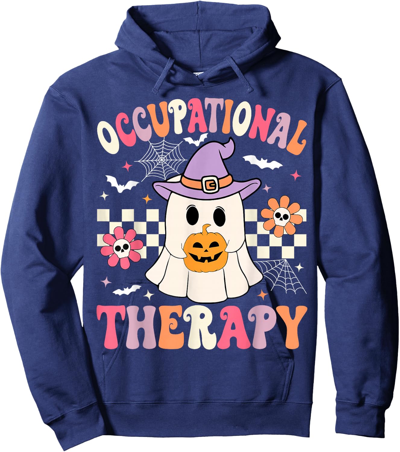 OT Occupational Therapy Halloween Retro Ghost OT Halloween Hoodie - Hoodie | Navy