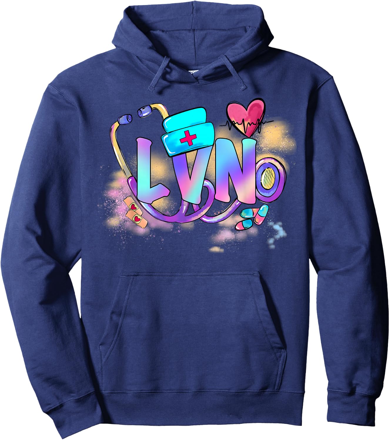 Tie Dye LVN Cute Nurse Day CNA RN Nurse Week Gifts Nursing Hoodie - Hoodie | Navy