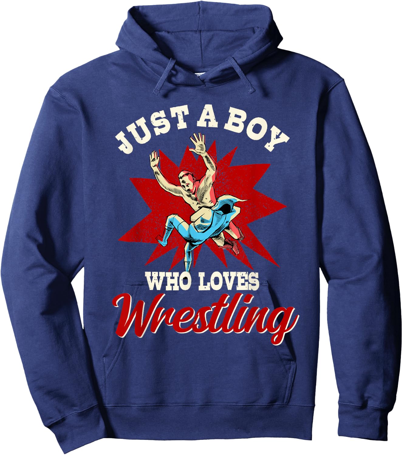 Just A Boy Who Loves Wrestling Boys Wrestle Wrestler Hoodie - Hoodie | Navy