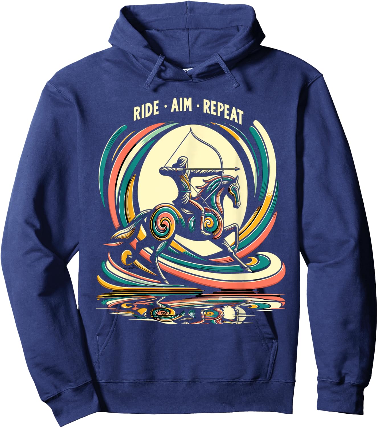 Retro Horse Rider Mounted Archery Hoodie - Hoodie | Navy
