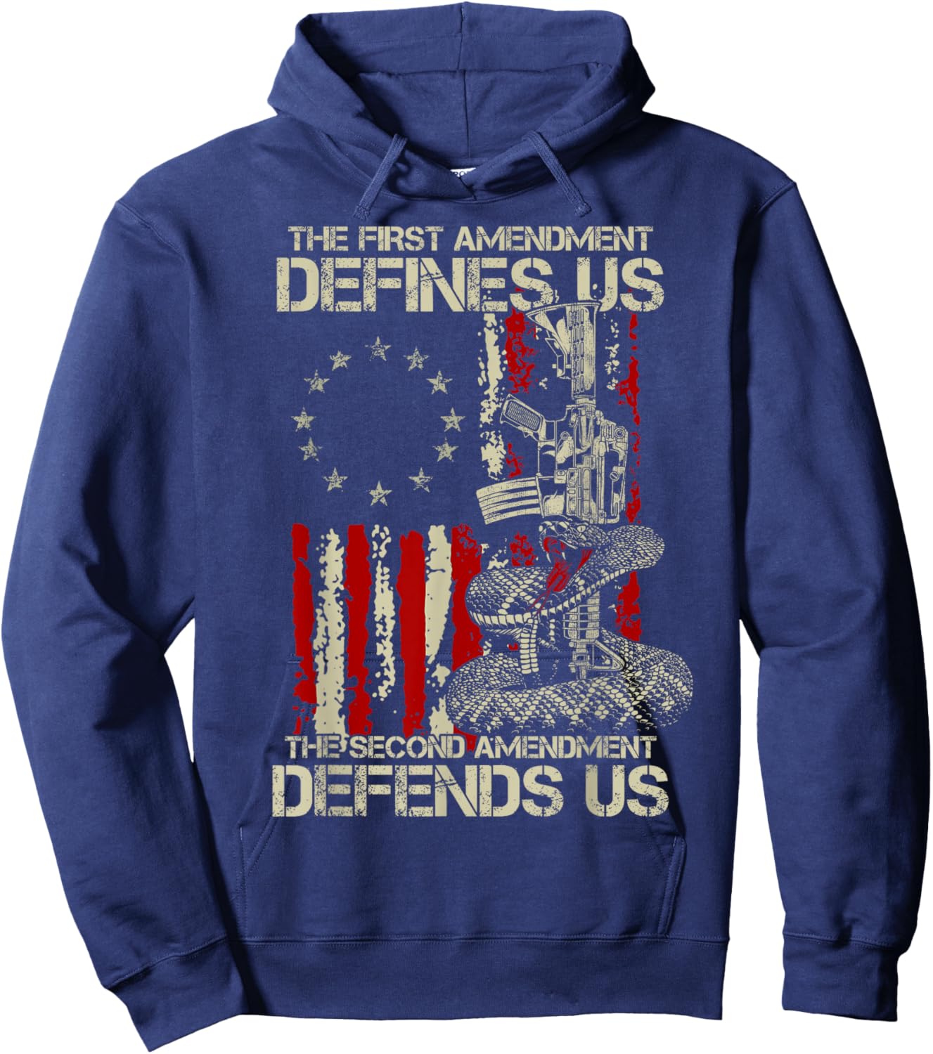 The First Amendment defines us American Flag Hoodie - Hoodie | Navy