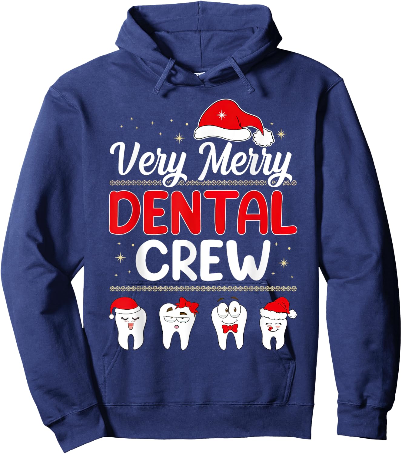 Very Merry Dental Crew Christmas Santa Hat Tooth Dentist Hoodie - Hoodie | Navy