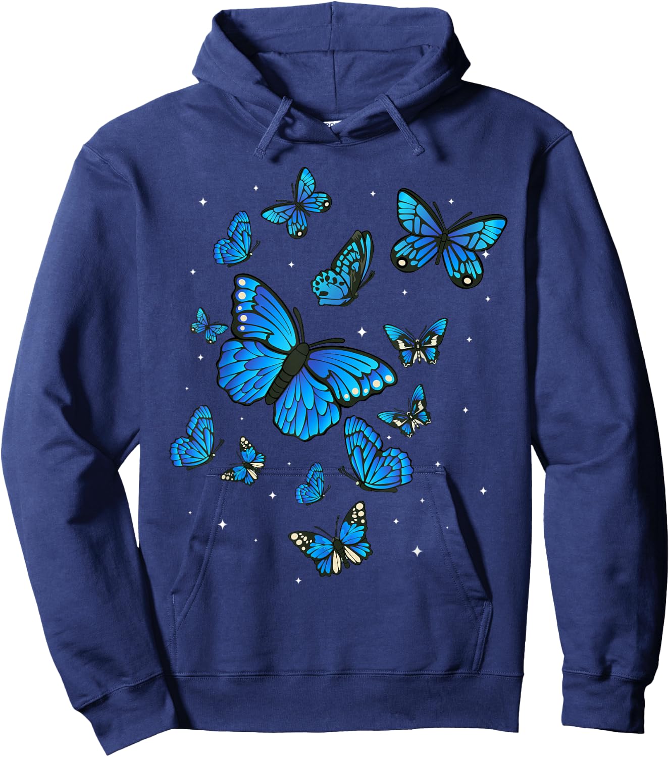 Blue Butterflies Insects Collector Nature Lover Botanist Art Hoodie - Hoodie | Navy