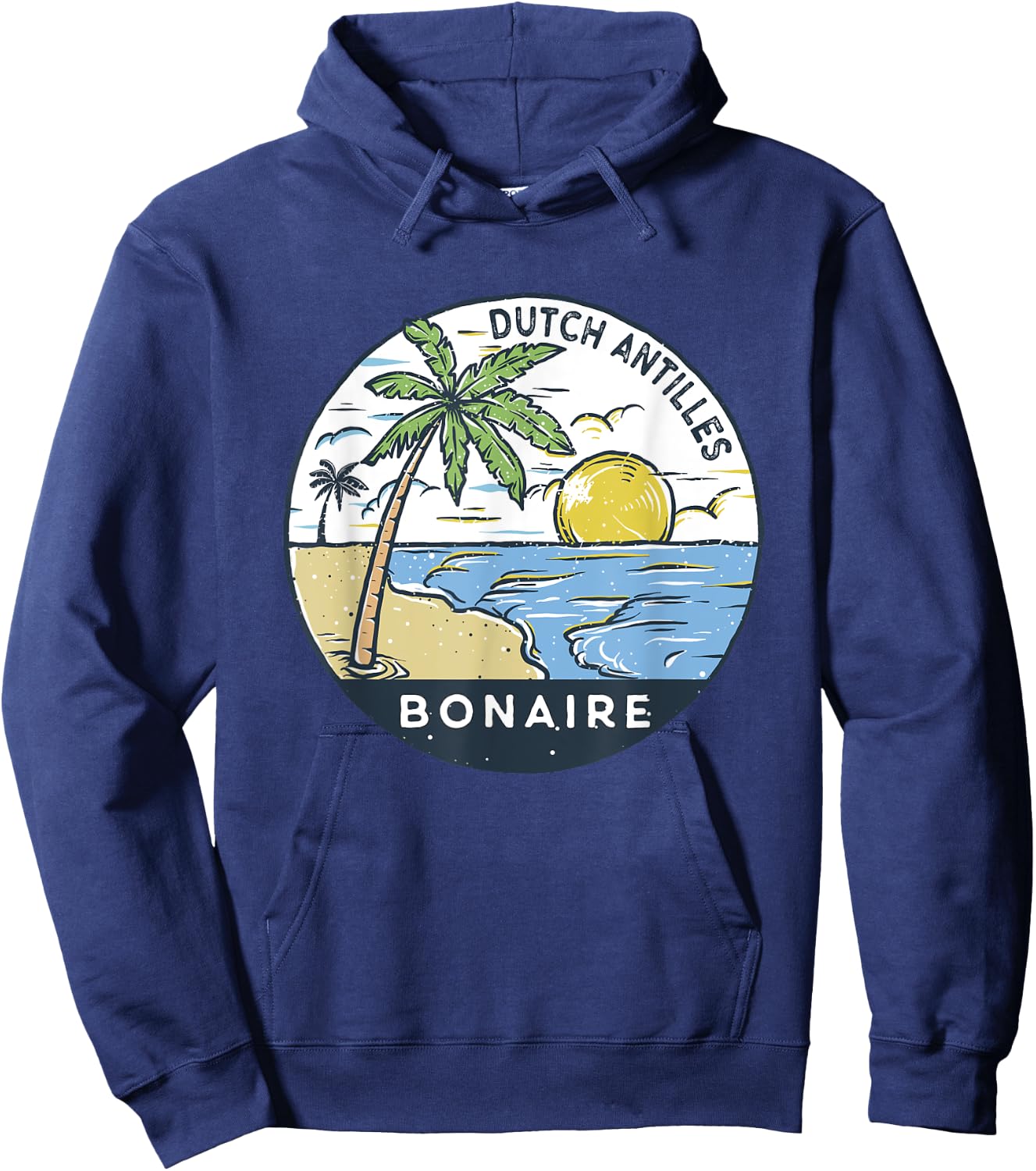 Bonaire Dutch Antilles Illustrated Ocean Vintage Hoodie - Hoodie | Navy