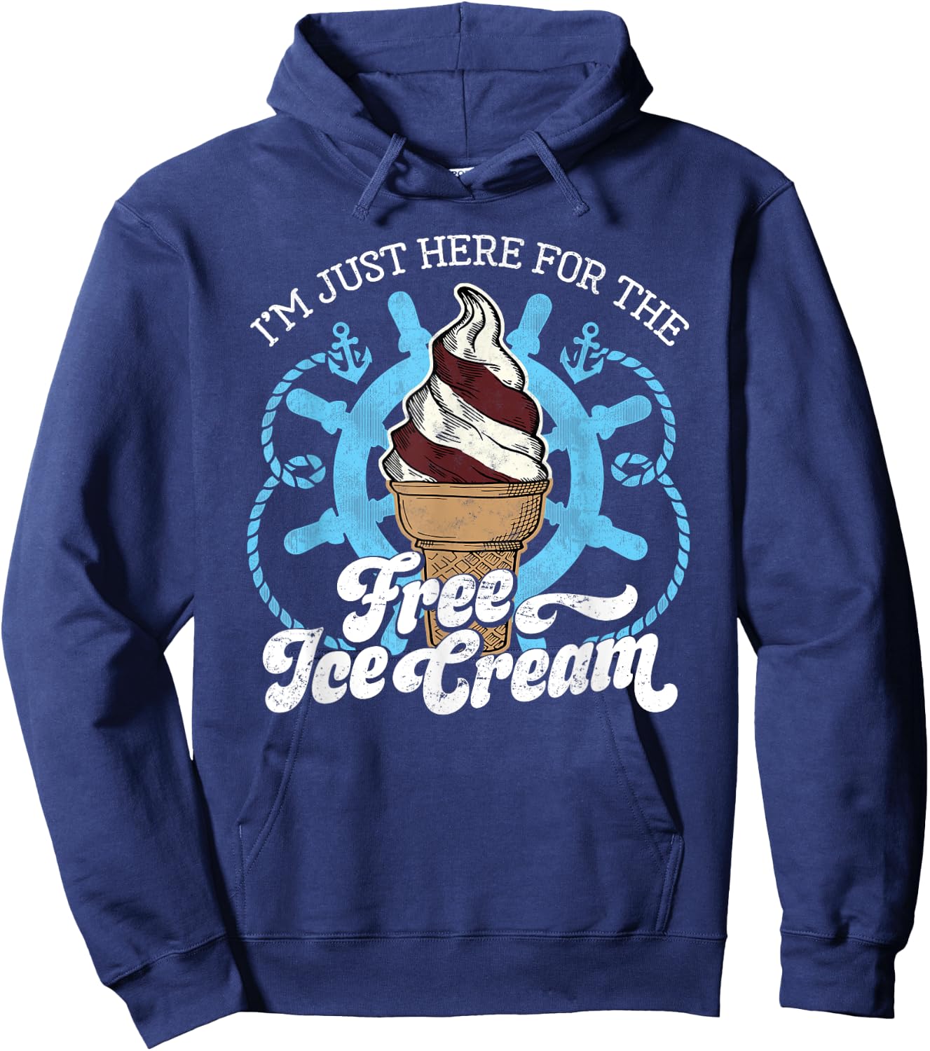 I'm Just Here for the Free Ice Cream - Funny Cruise Hoodie - Hoodie | Navy
