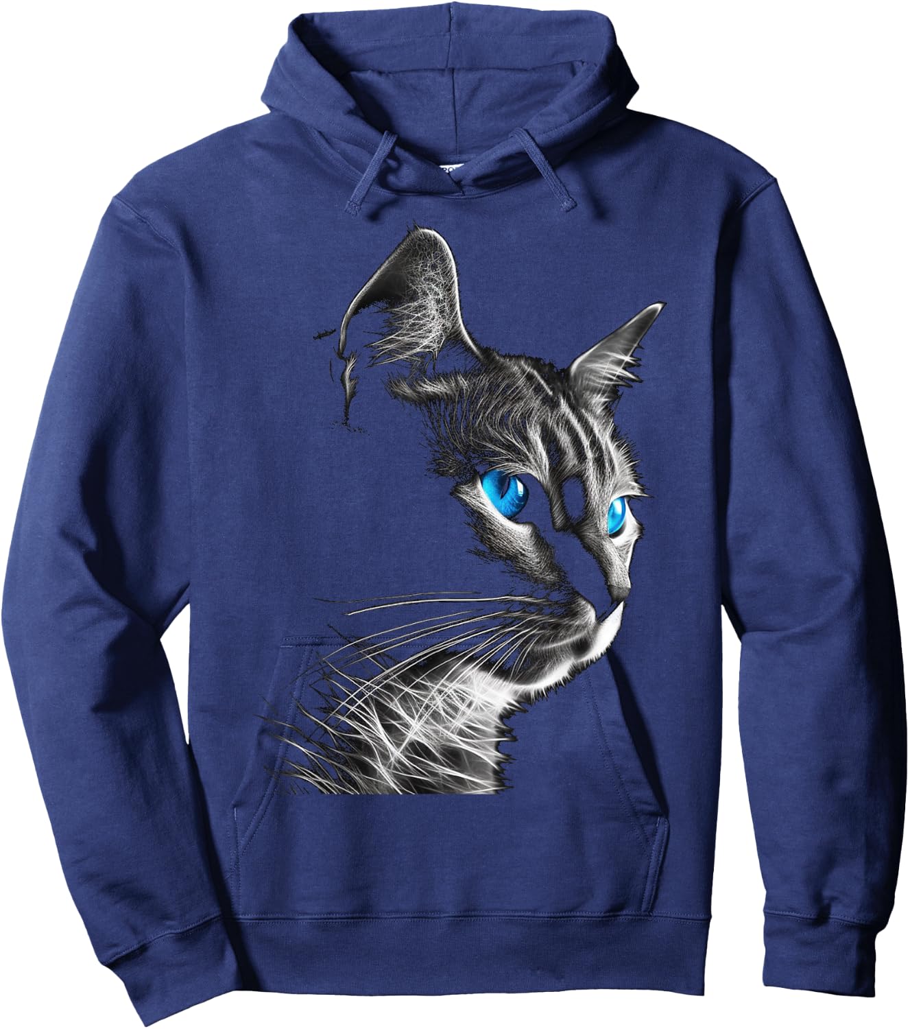 Cat Pet Animal - Blue Eyes Art Cat Men Women Kids Hoodie - Hoodie | Navy