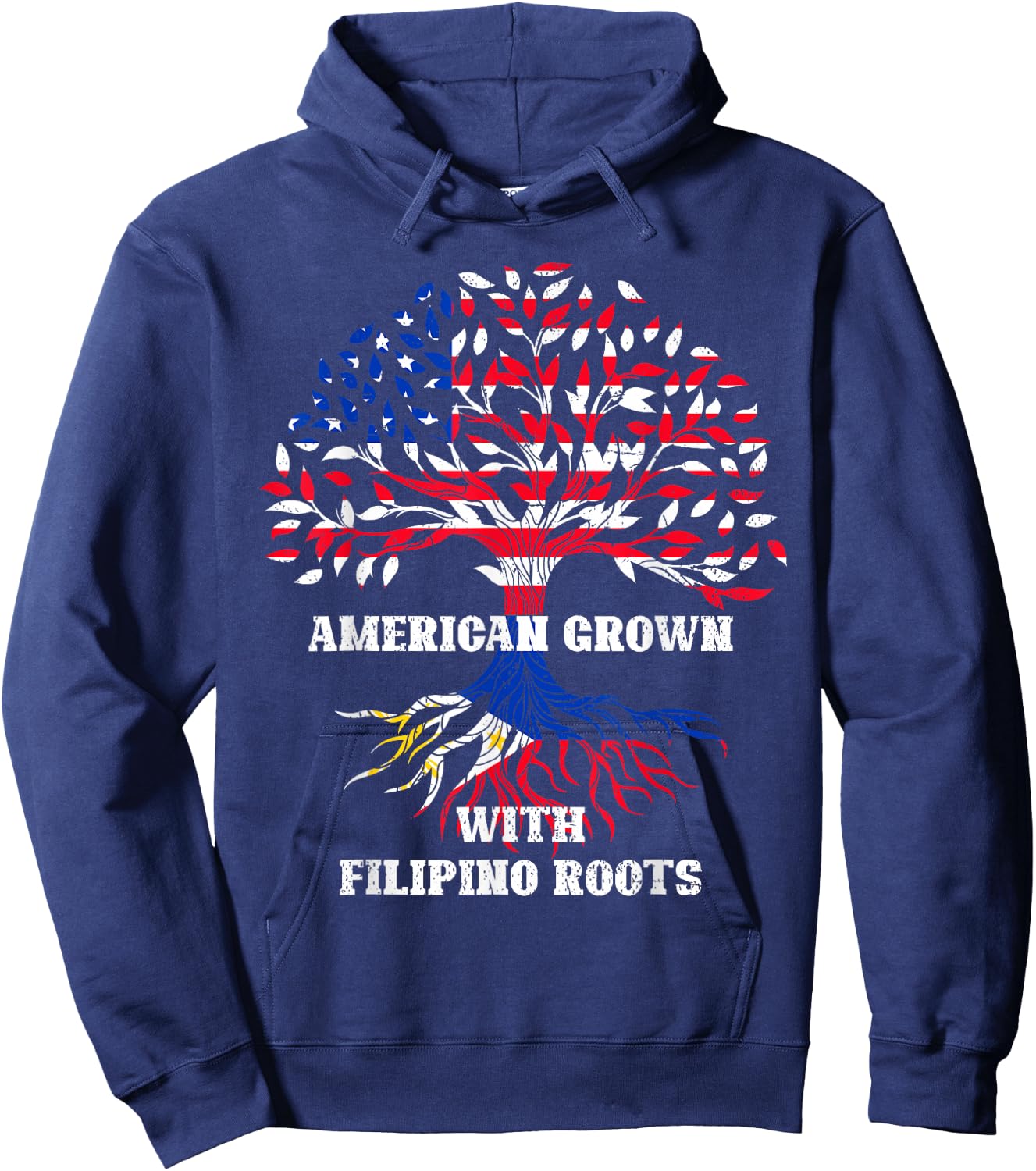 American Filipino Roots USA Flag Pinoy Pride Philippines Hoodie - Hoodie | Navy