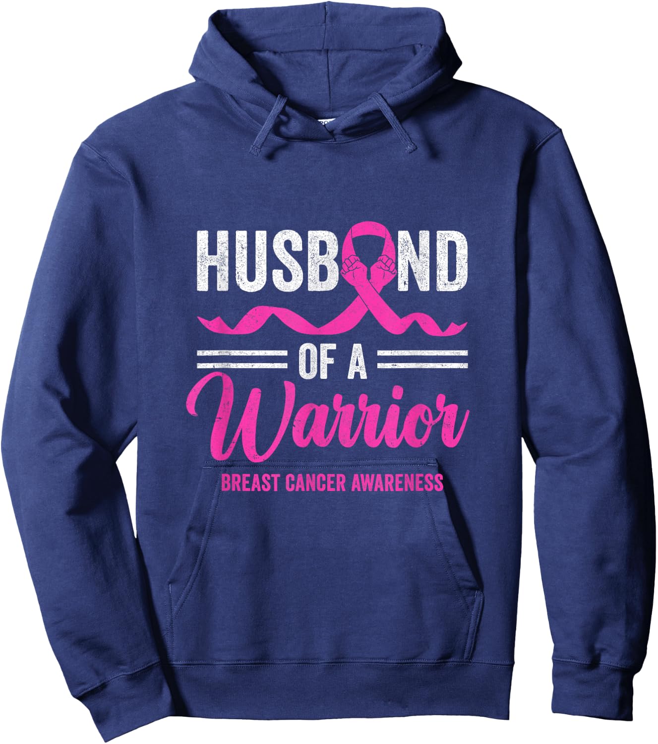 Husband Of A Warrior Breast Cancer Awareness Month Support Hoodie - Hoodie | Navy