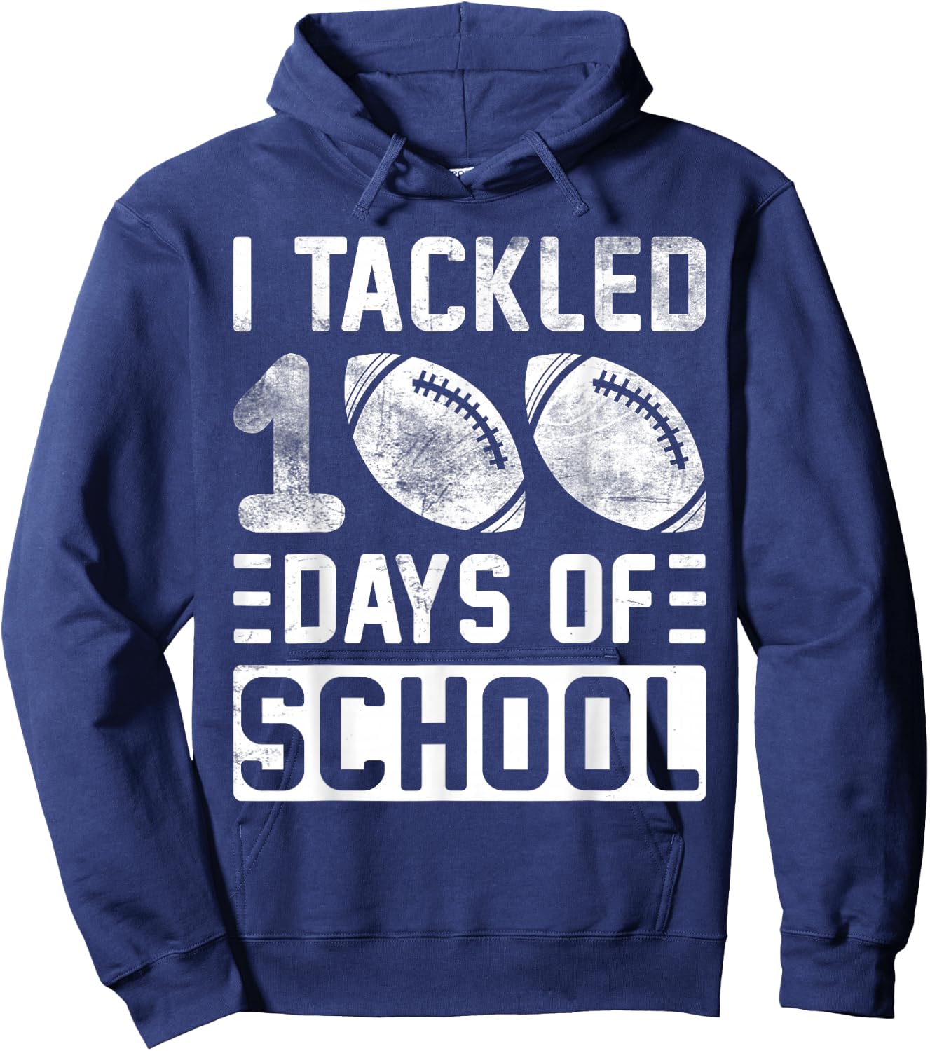 I Tackled 100 Days Of School Football Boys 100th Day School Hoodie - Hoodie | Navy