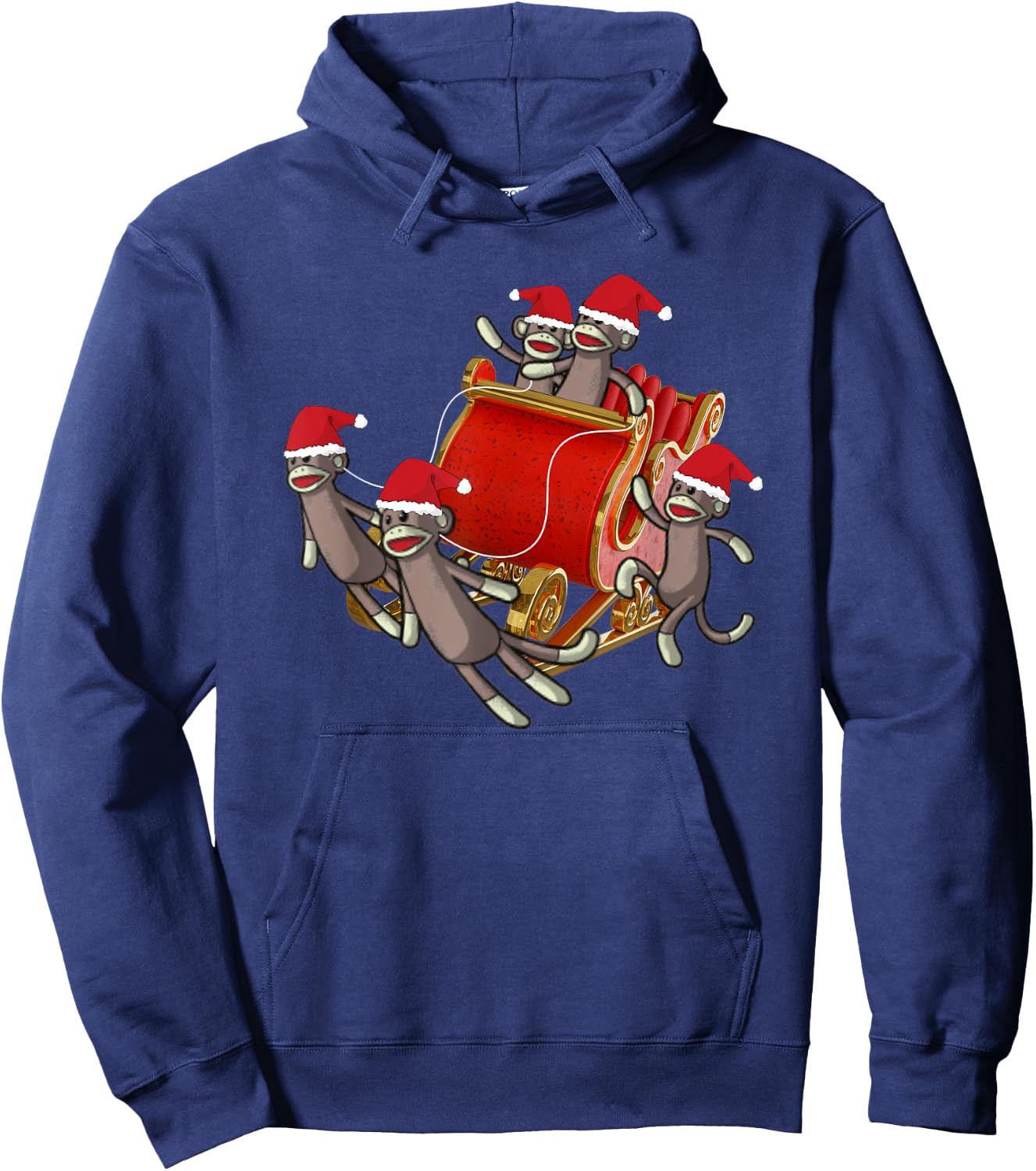 Sock Monkeys Take Over Christmas Funny Sock Monkey Hoodie - Hoodie | Navy