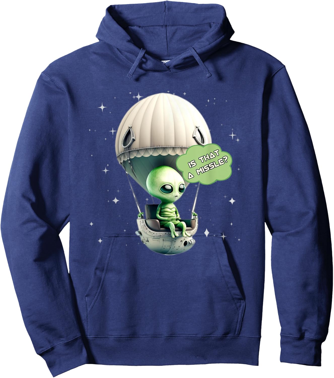 Funny Alien Balloon UFO Hot Air Balloon Alien Ship Lovers Hoodie - Hoodie | Navy