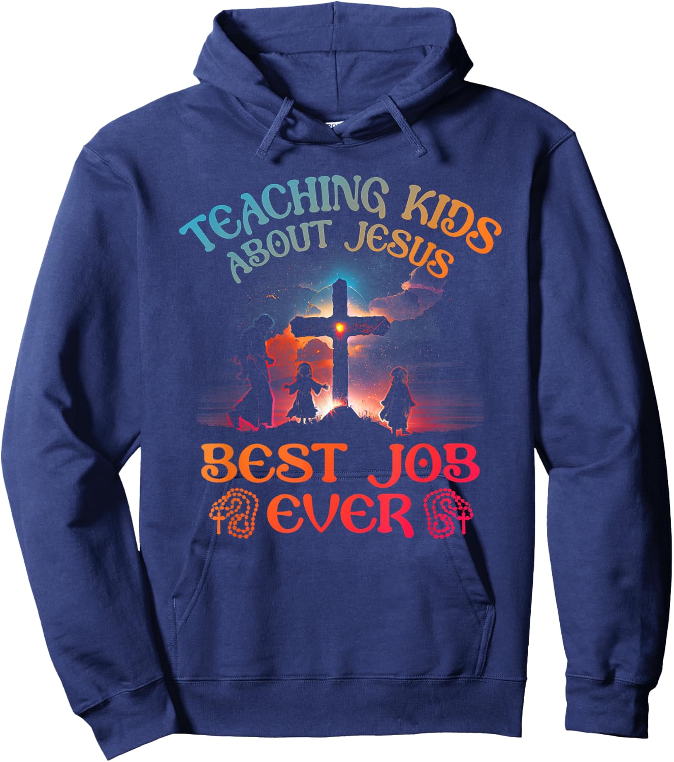 Retro Teaching Kids About Jesus is the Best Job Ever Teacher Hoodie - Hoodie | Navy