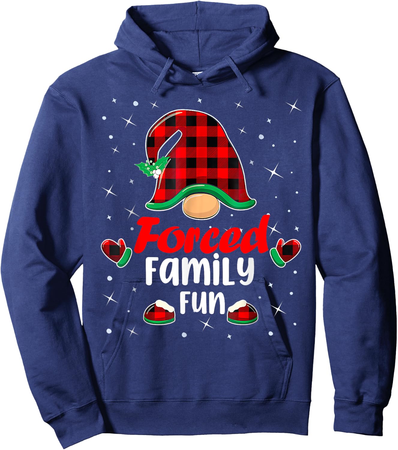 Funny Xmas Santa Hat Forced Family Fun Anti Christmas Gifts Hoodie - Hoodie | Navy