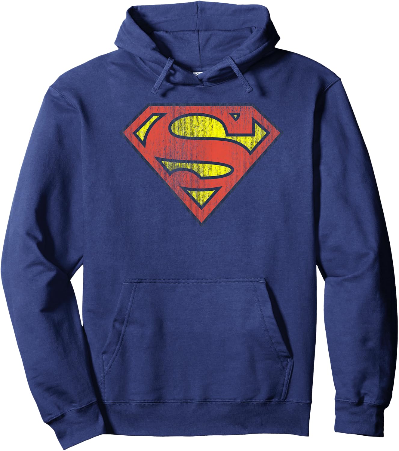 Superman Retro Supes Logo Distressed Hoodie - Hoodie | Navy