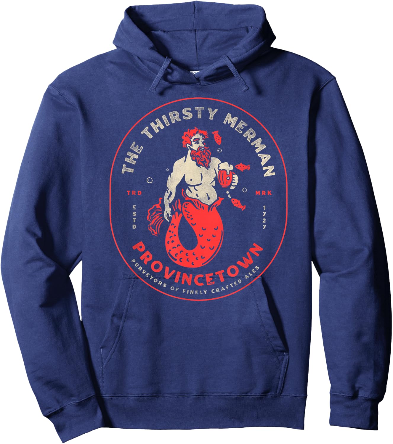 The Thirsty Merman Bar Provincetown, Massachusetts Cape Cod Hoodie - Hoodie | Navy