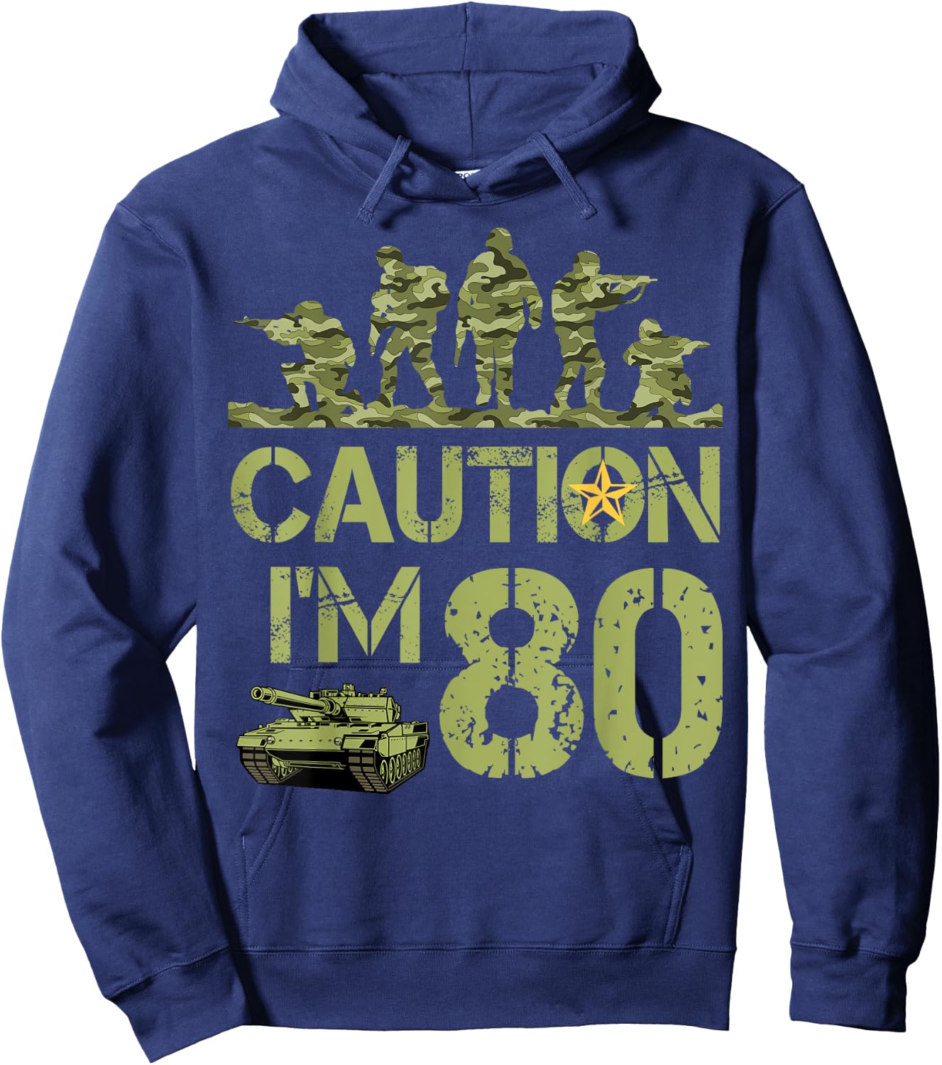 80th Birthday Military I'm 80 Year Old Camo 80 Birthday Hoodie - Hoodie | Navy