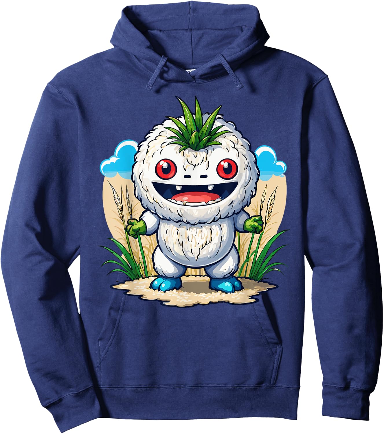 Japanese Food Anime Kawaii Rice Monster Hoodie - Hoodie | Navy