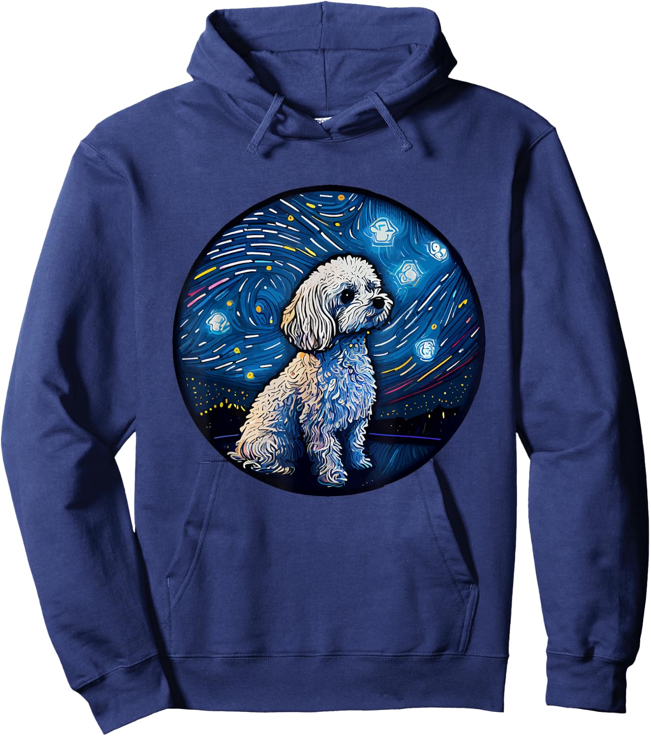 Maltipoo Starry Night Van Gogh Maltipoo Mom Dad Owner Hoodie - Hoodie | Navy