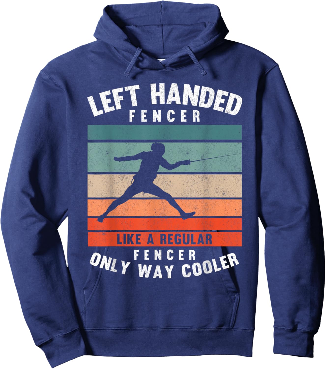 Left Handed Fencer Sword Fighting Sport Vintage Fencing Hoodie - Hoodie | Navy