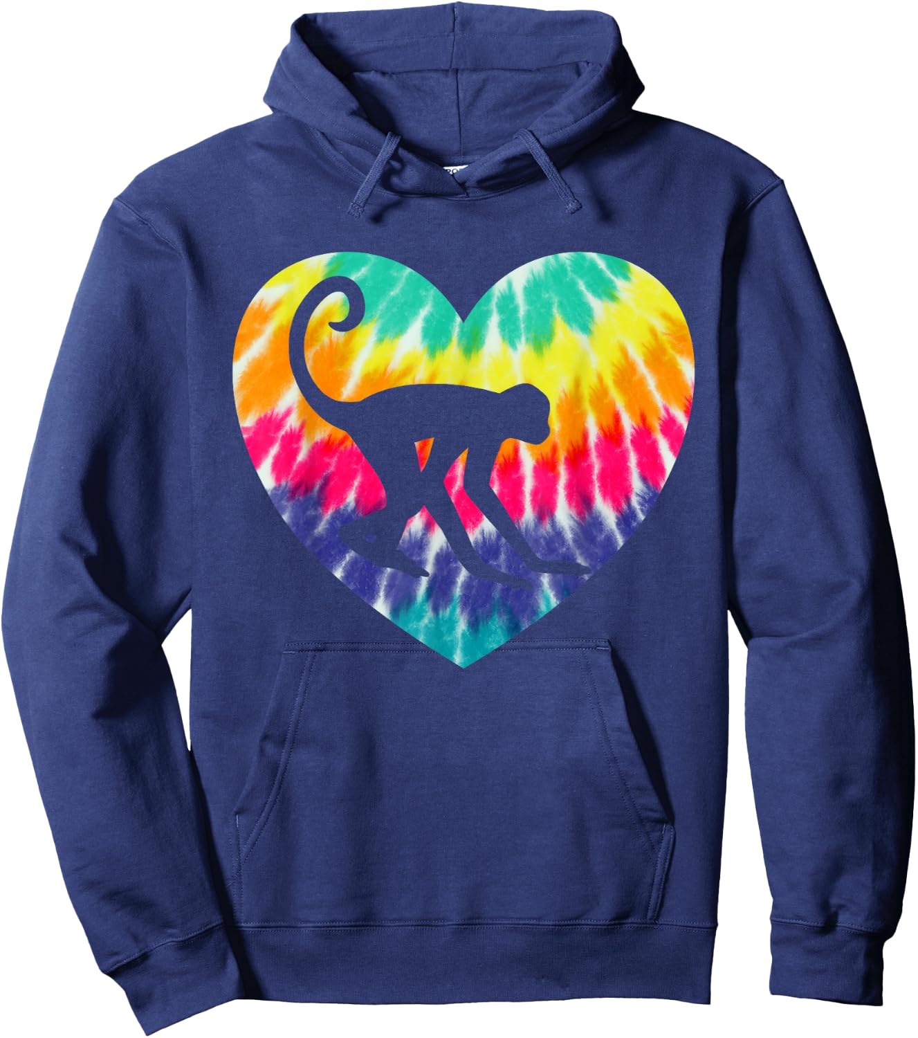 Spider Monkey Heart With Tie dye Print For Monkey Lover Hoodie - Hoodie | Navy