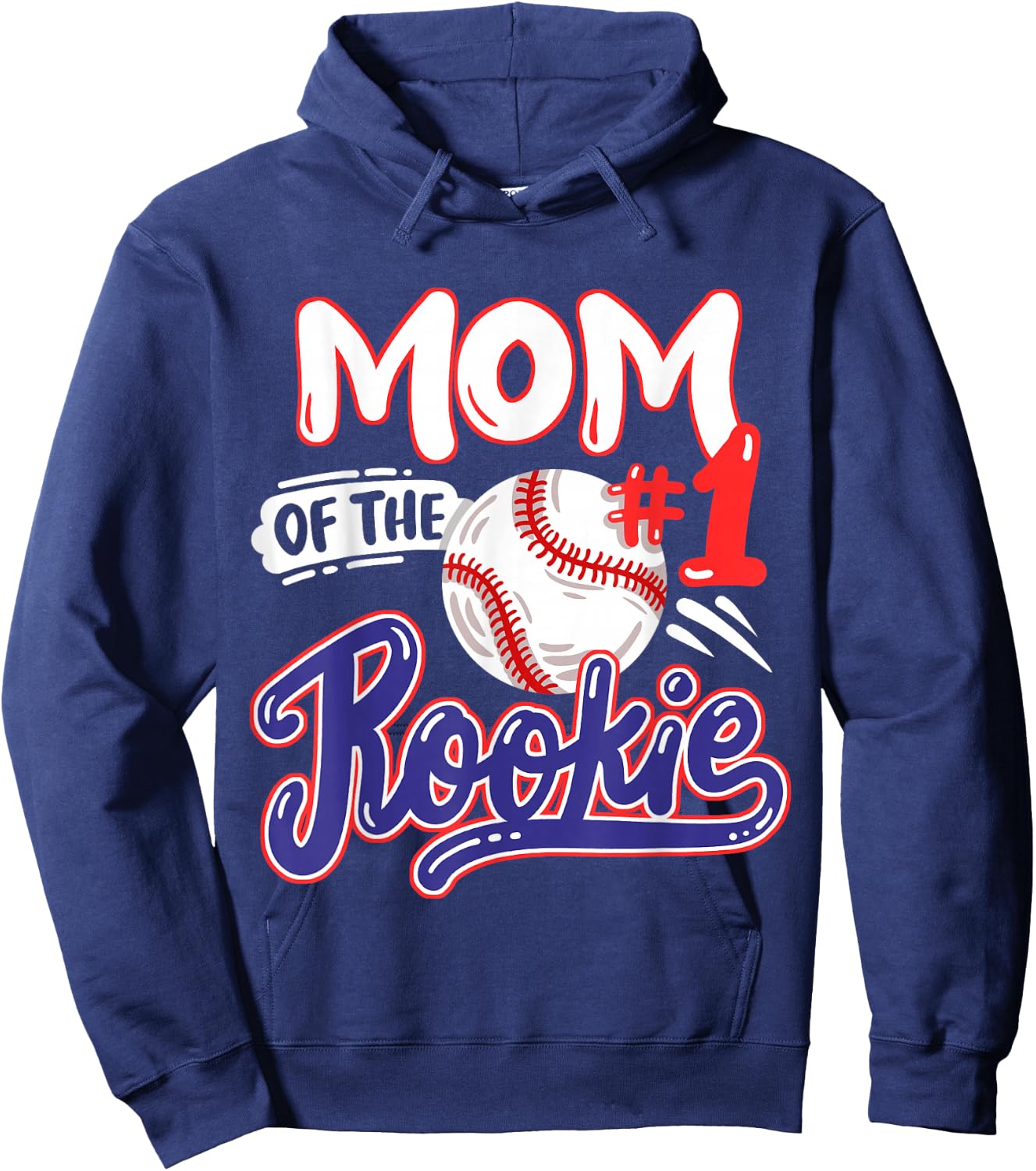 Mom of Rookie 1st Baseball Birthday Party Theme Matching Hoodie - Hoodie | Navy
