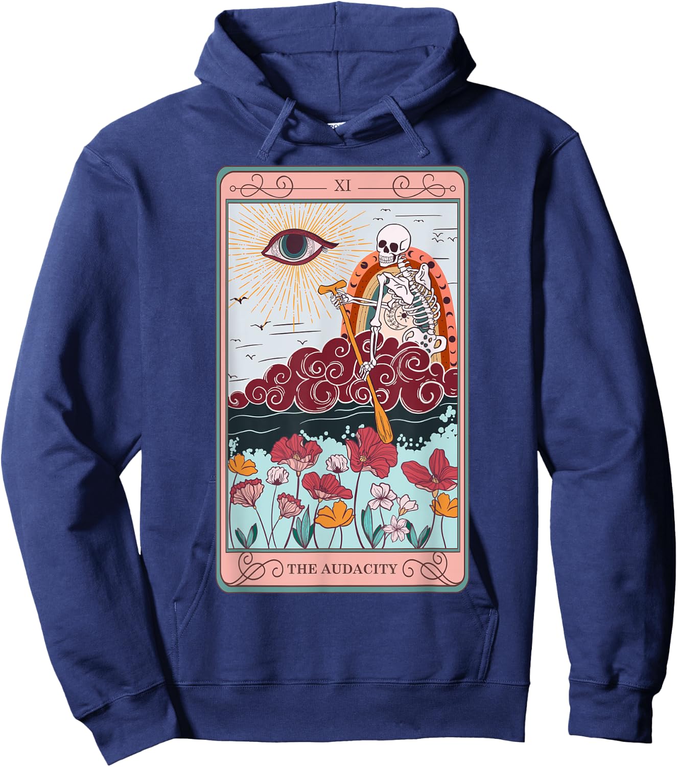 The Audacity Skeleton Tarot Card Sun Eye Aesthetic Hoodie - Hoodie | Navy