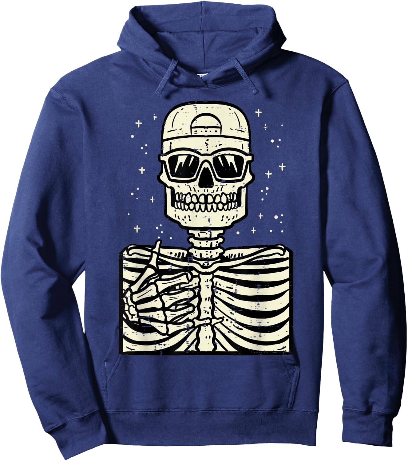 Rocker Skeleton Rock Cool Goth Halloween Men Boys Kids Teen Hoodie - Hoodie | Navy
