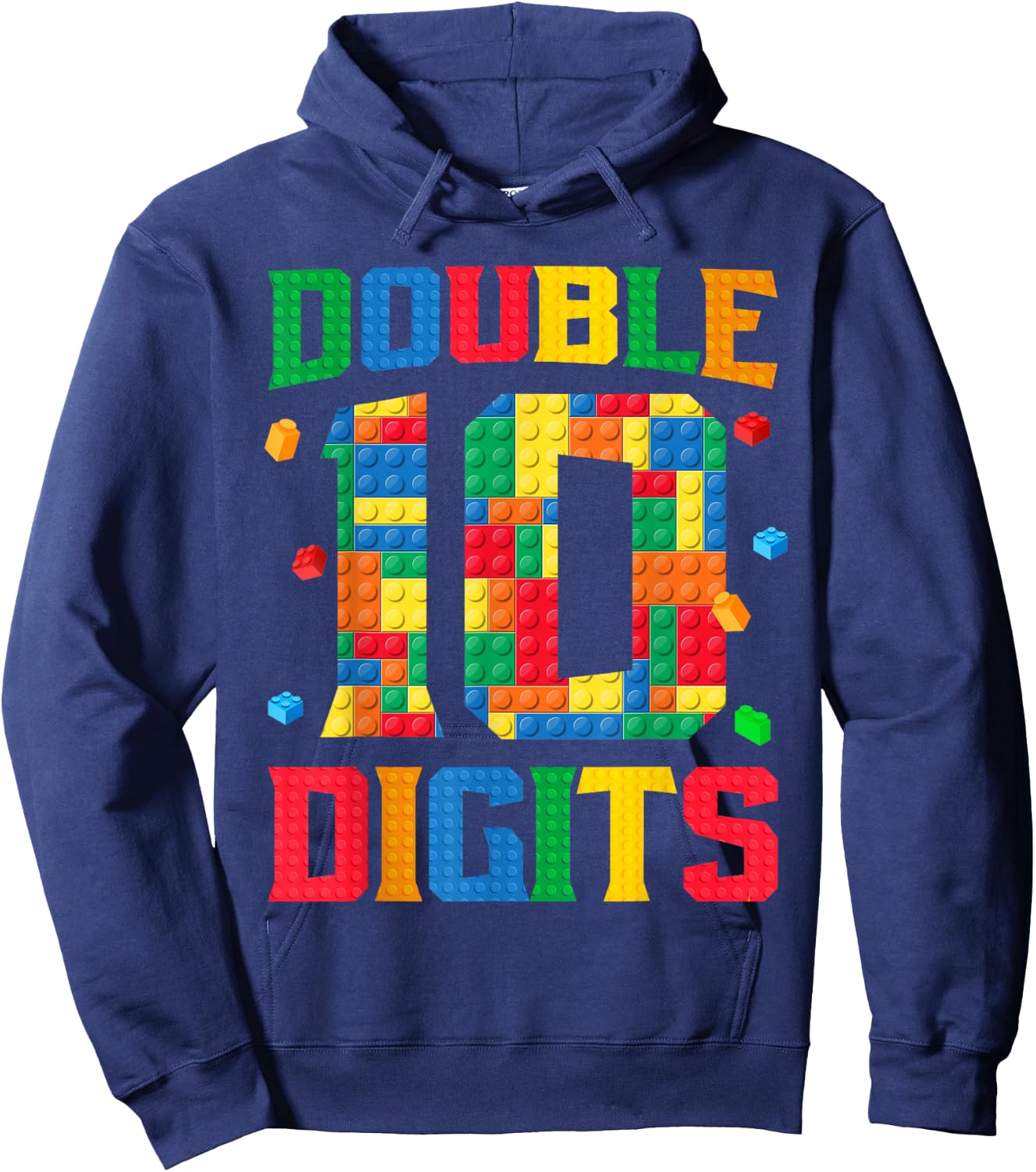 Master Builder 10th Birthday Boy 10 Bricks Ten Double Digits Hoodie - Hoodie | Navy