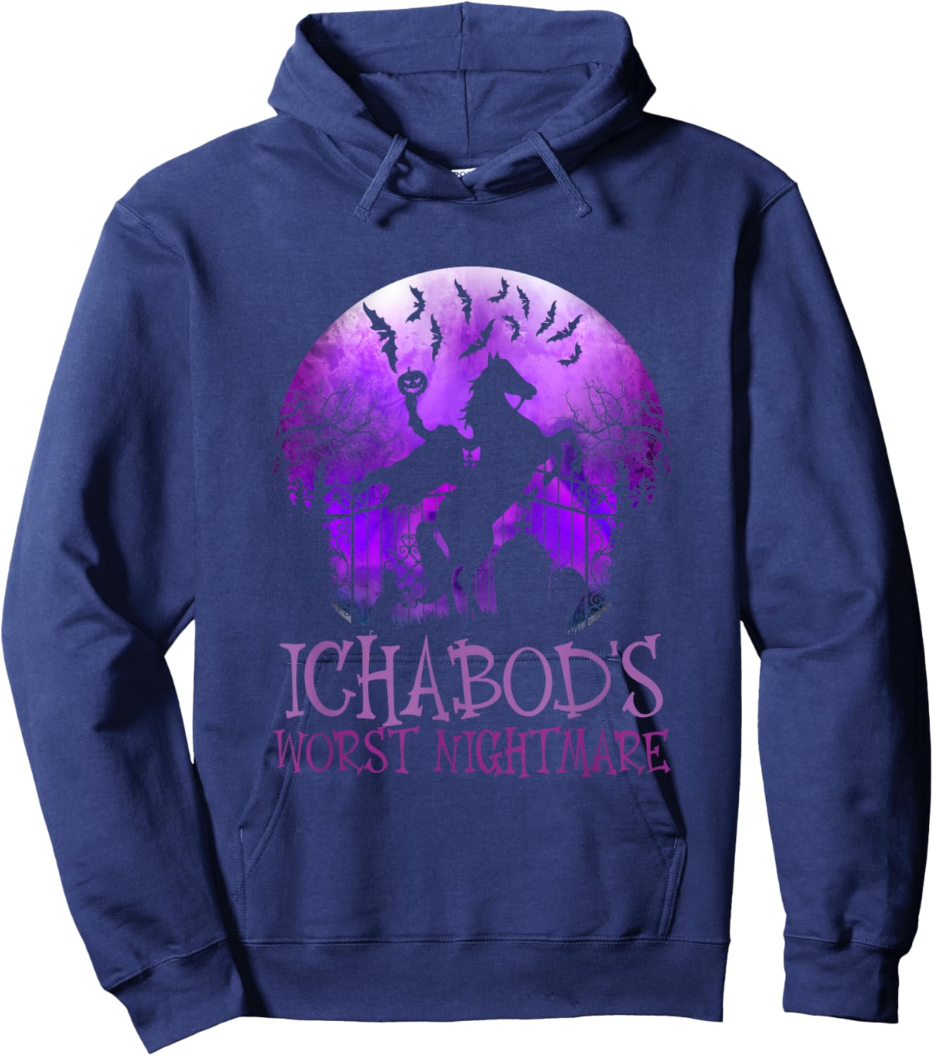 Ichabod's Worst Nightmare, Headless Horseman Halloween Hoodie - Hoodie | Navy