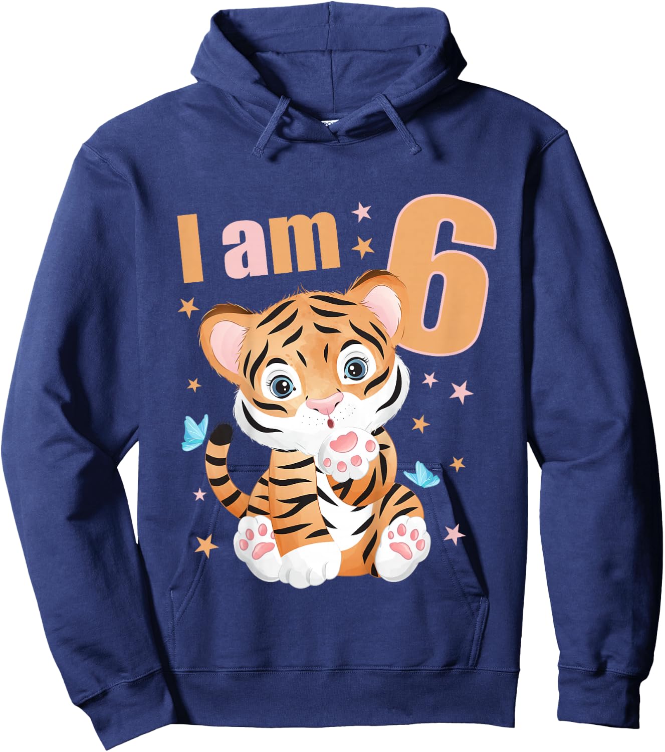 6 Years old 6 birthday outfit Boy girl Tiger Hoodie - Hoodie | Navy