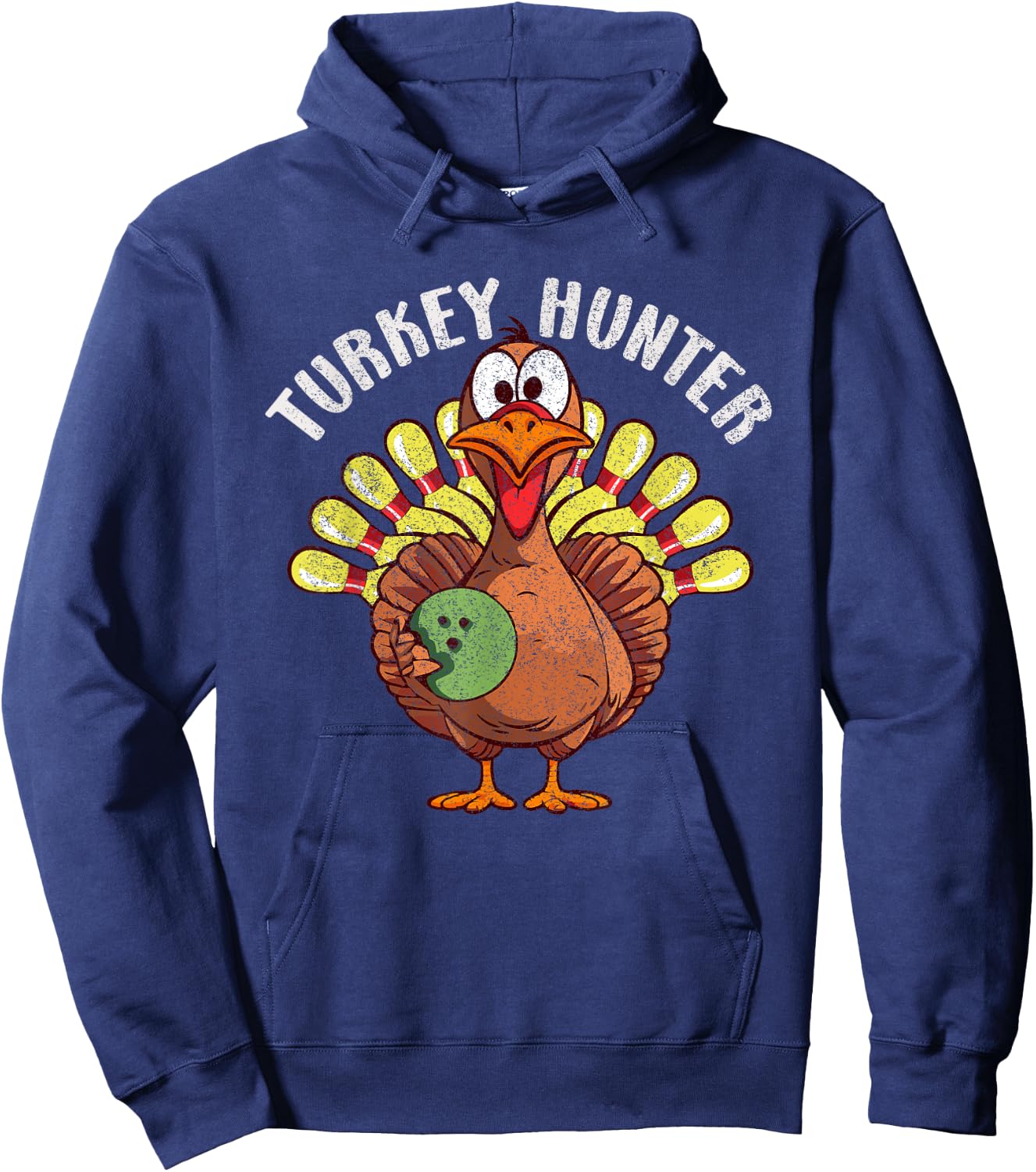 Turkey Hunter Funny Turkey Bowling Player Thanksgiving Day Hoodie - Hoodie | Navy
