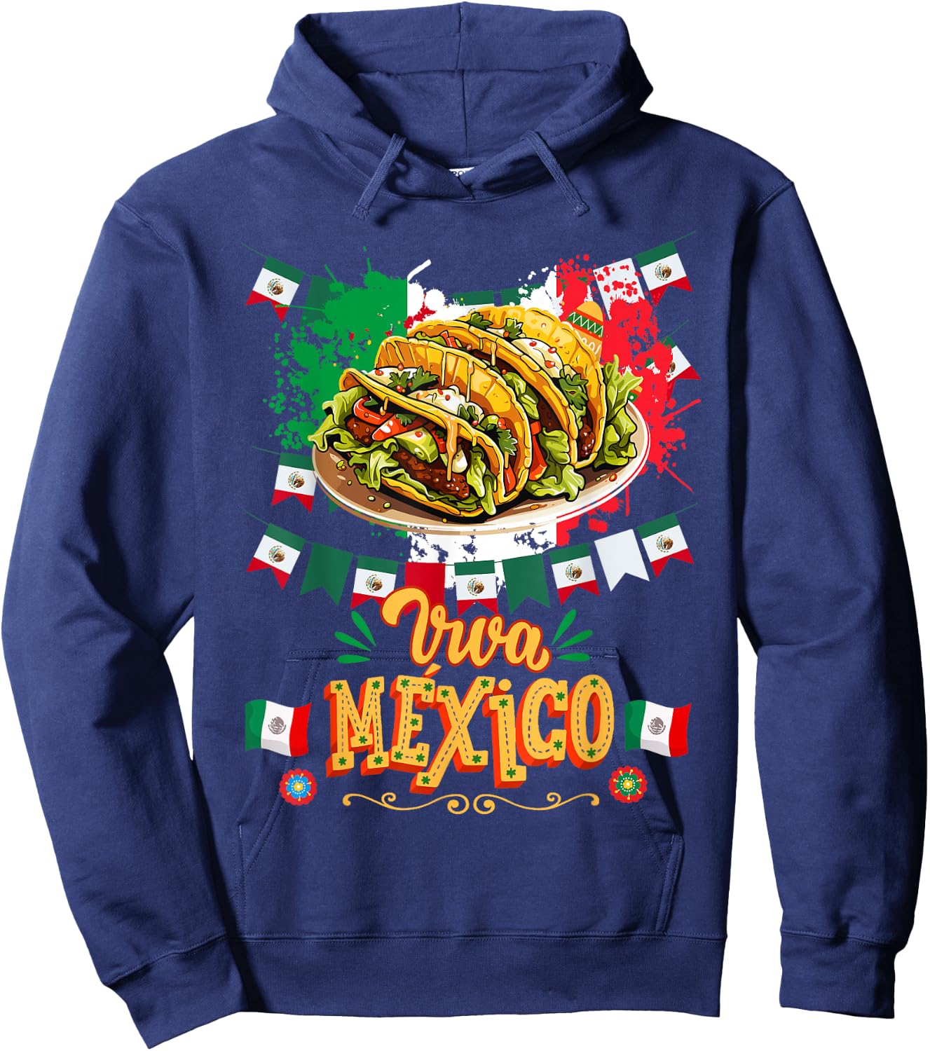 Mexican Flag Taco Idea For Kids & Mexican Independence Day Hoodie - Hoodie | Navy