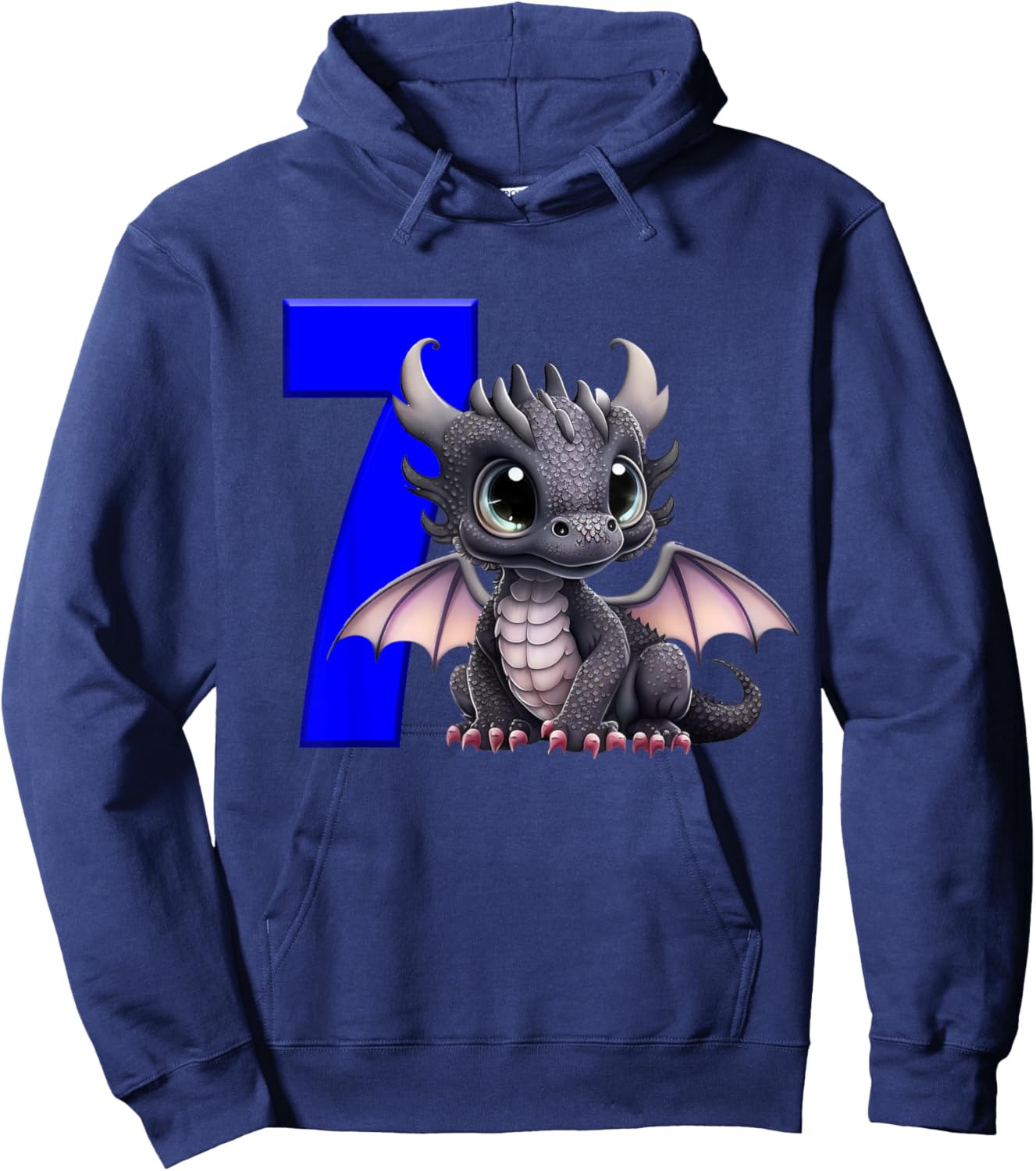 7th Birthday Shirt Dragon Party Birthday Boy Blue 7 Seven Hoodie - Hoodie | Navy