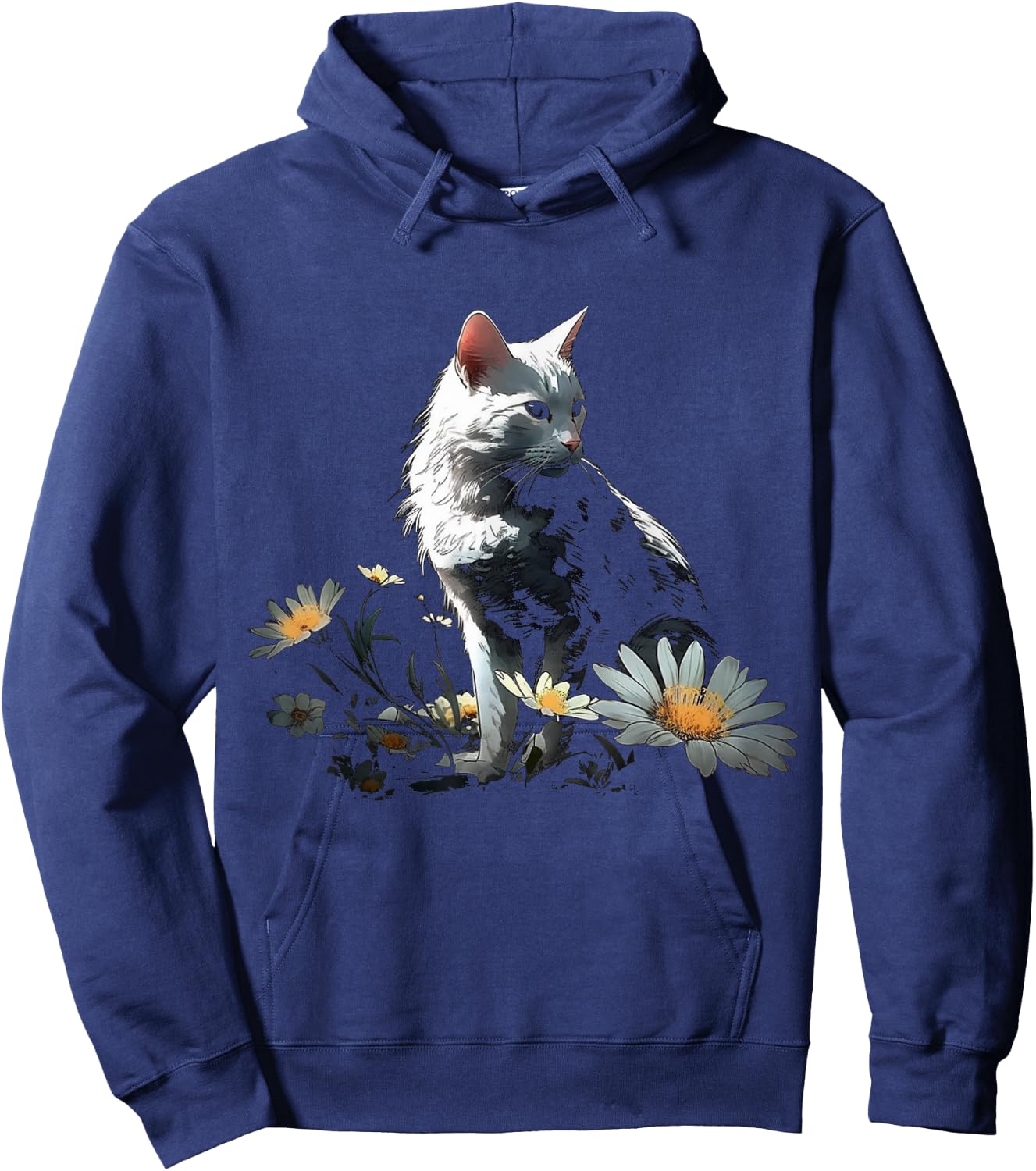 Cat Flowers Artwork - Cat Motif Animal Cat Women Kids Hoodie - Hoodie | Navy