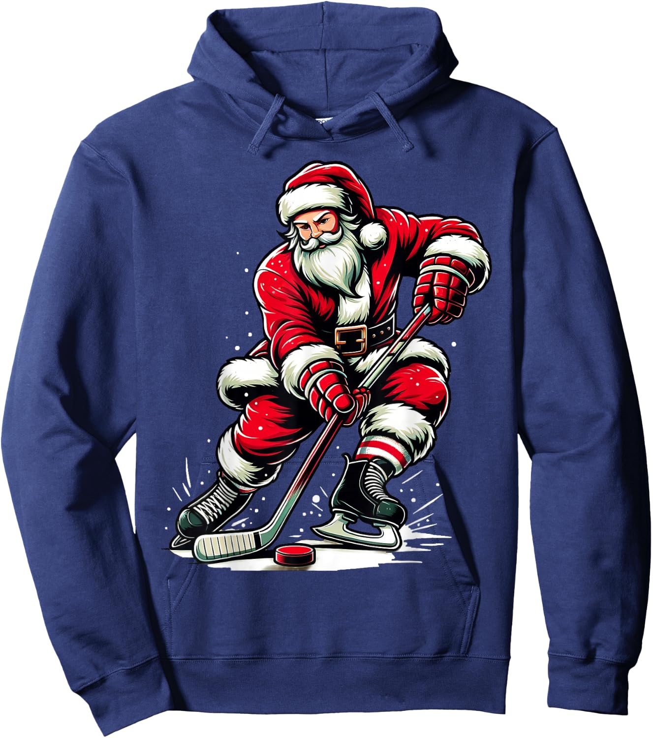 Christmas Sports Santa Plays Ice Hockey, Xmas Women Men Kids Hoodie - Hoodie | Navy