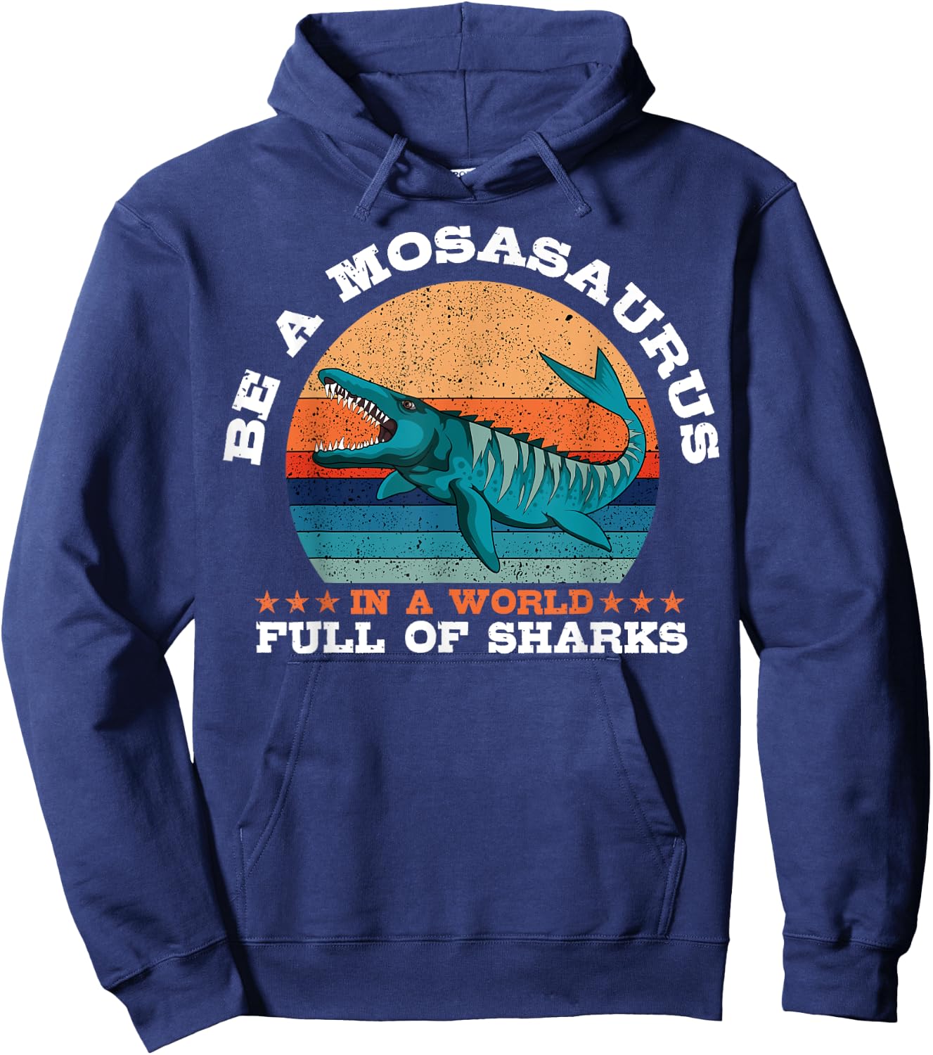 Mosasaurus Retro Vintage Prehistoric Aquatic Dinosaur Hoodie - Hoodie | Navy