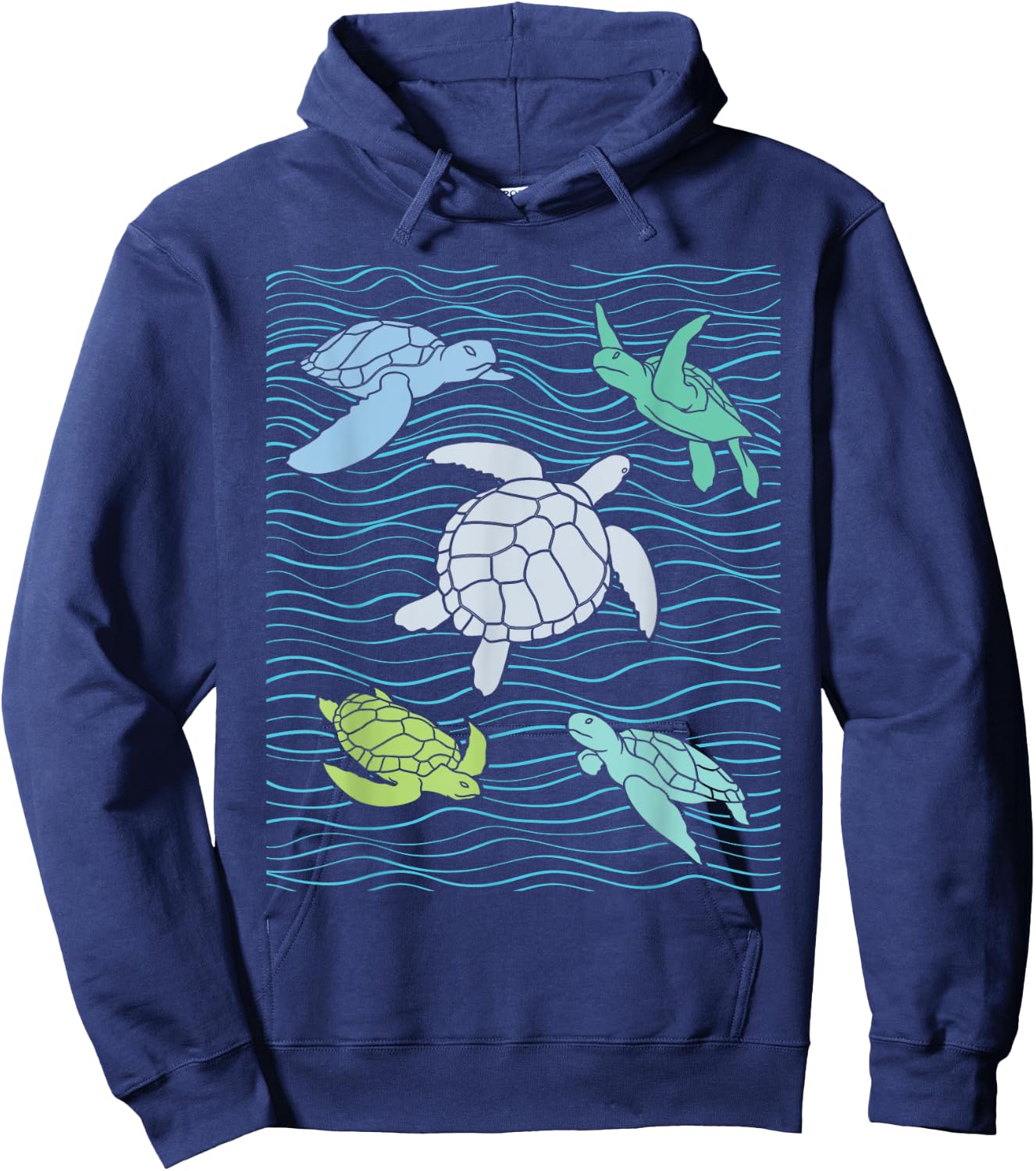 Colorful Sea Turtles - Animal Whisperer Ocean Beach Lover Hoodie - Hoodie | Navy