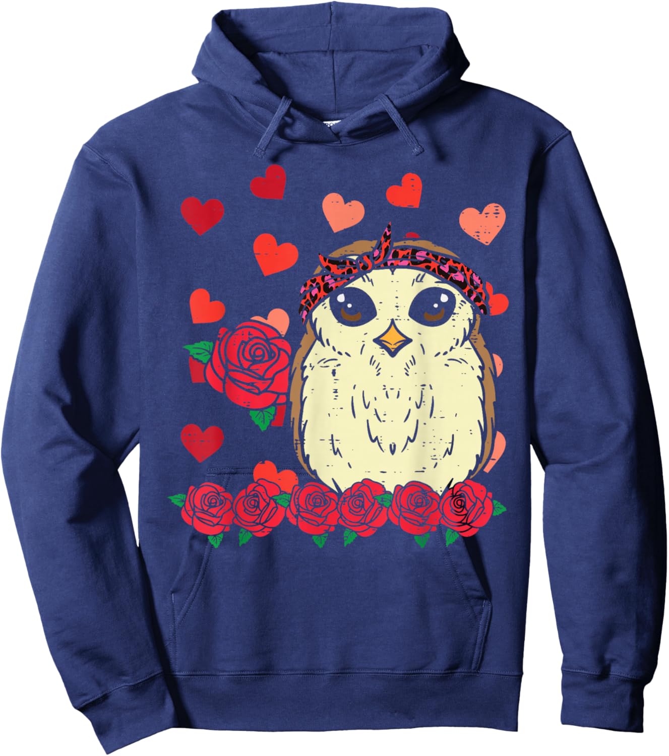 Valentines Day Leopard Baby Owl Women Girls Kids Toddler Hoodie - Hoodie | Navy