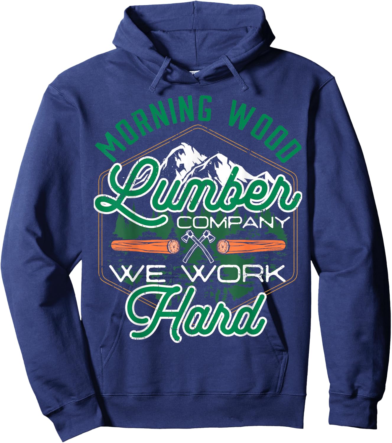Retro Morning Wood Lumber Company Camping Woodman Hoodie - Hoodie | Navy